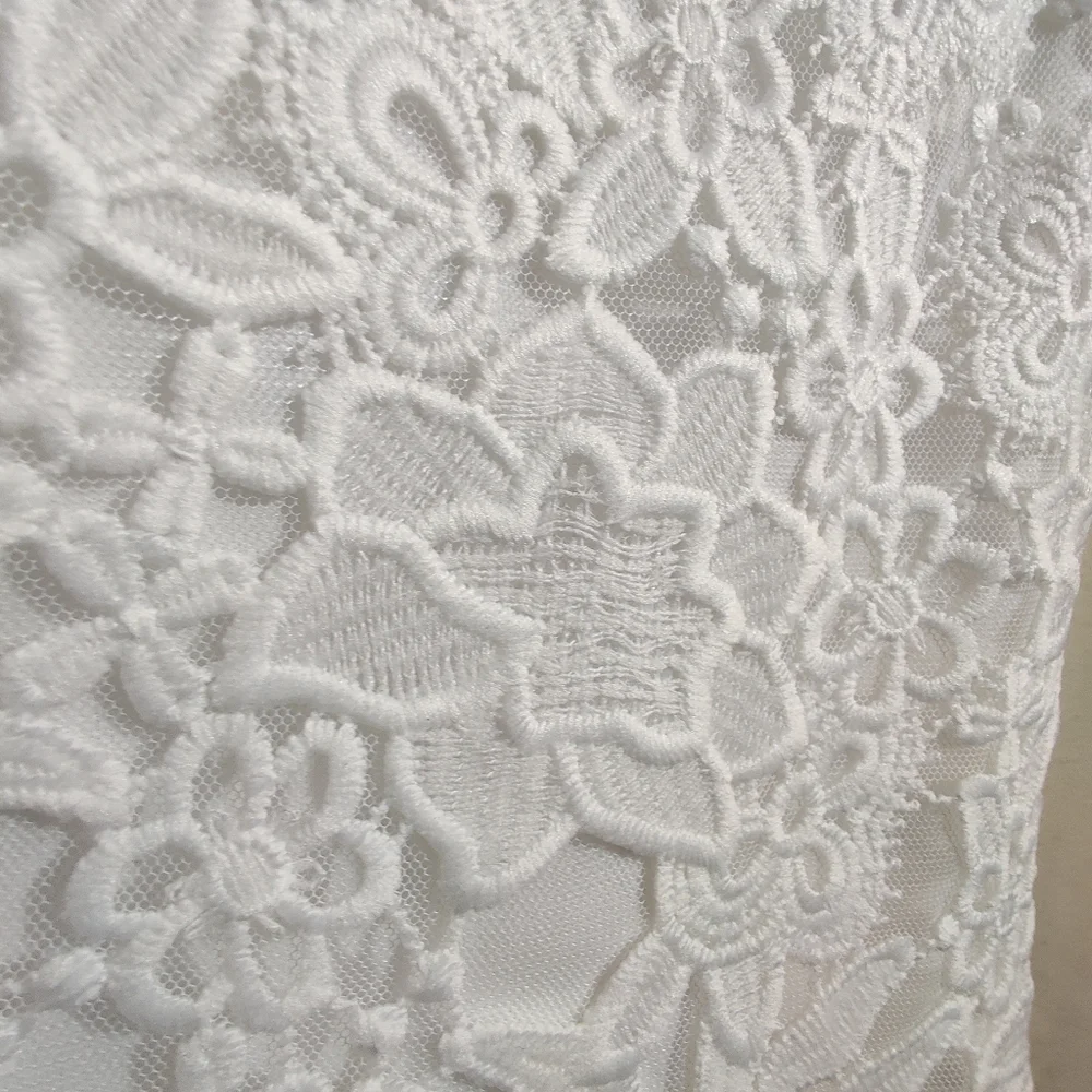 FOREVER 21 NWT Cream Knit Multicolor Floral Embroidered Off The Shoulder Dress L - Picture 14 of 16